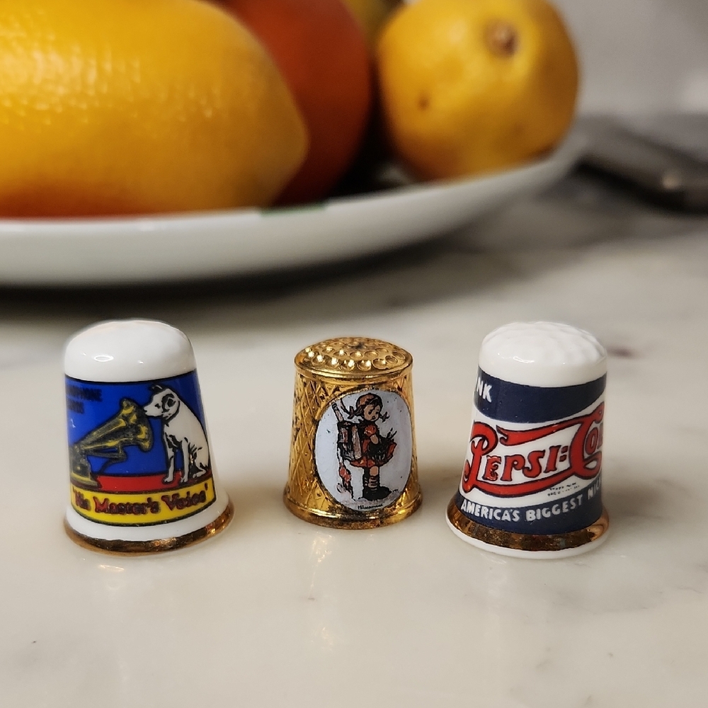 Vintage | Lot 3 Collectible Thimbles | Pepsi, RCA